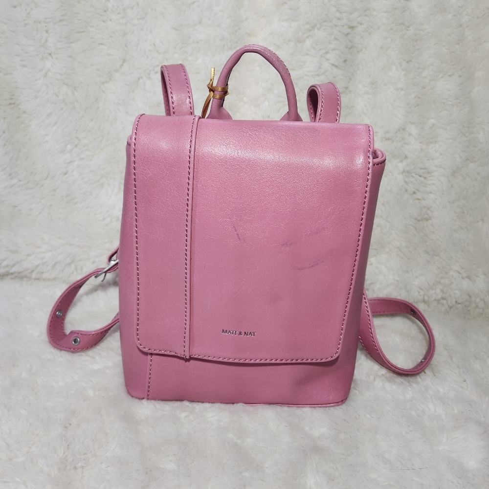 Matt & Nat Deely Med Pink Berry Vegan Leather Small Mini Backpack Purse Chic NWT